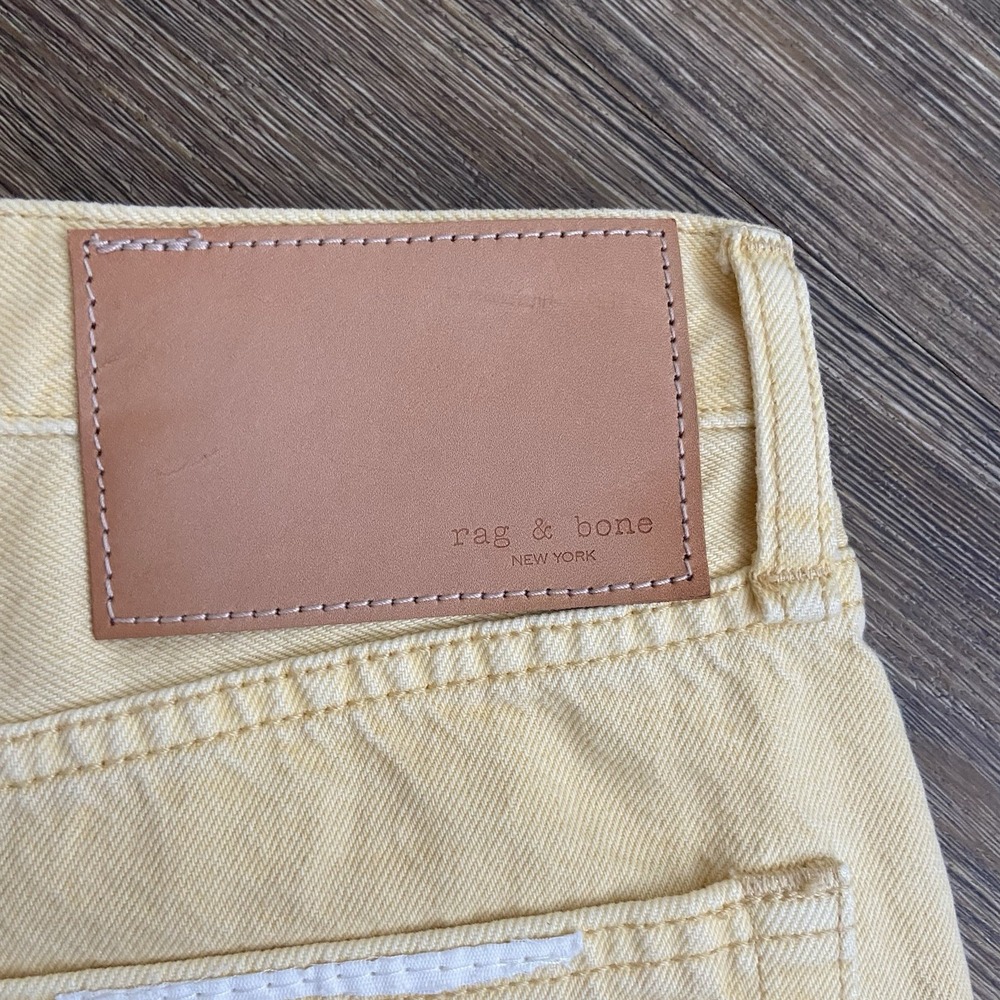 Rag & Bone Maya High-Rise Shorty Shorts Beigne Organic Cotton Denim Size 27 - Picture 6 of 7